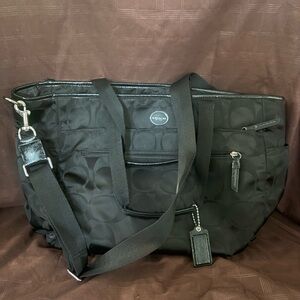 Coach Signature Black Nylon Large Tote Bag | Authentic | Travel / Work / Diaper